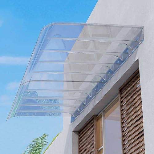 HARELA Clear Door Awning Front Door Canopy, Polycarbonate Cover Awnings for Doors Entrance, Door Awnings Exterior Window Rain Shelter Cover, for Door Porch, Outdoor, Roof, Patio(50x80cm/19.7x31.5 in)