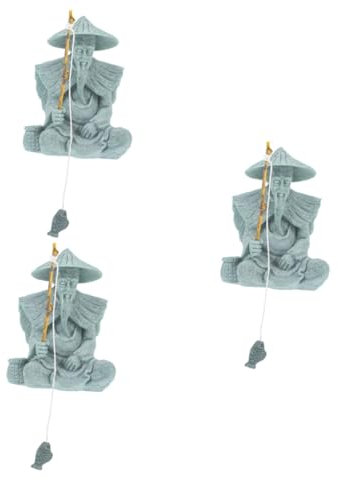 Ciieeo 3pcs Mini Fisherman Statue Fish Tank Ornament Micro Landscape Decor Fish Tank Accessory