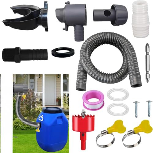Recuperateur D Eau de Pluie, 70-100 mm, Récupérateur Eau extérieur, Accessoires pour récupérateur d’Eau, kit de raccordement pour citerne de Pluie avec Accessoires de Montage