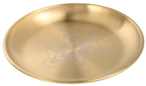 Milisten Plateau Design Acier Or Porte-Bougie Rituel Inoxydable Pentagramme en Décoratif Élégant pour Décoration Maison et Rituels de Tarot