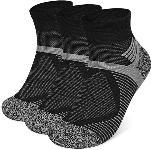 HIKERHEAVENLAR Quarto Calzini Trekking Corti Imbottiti Uomo Donna, Compressione alla caviglia, Anti-vescica, Traspiranti, Calzini Sportivi Esterni Camminata Corsa Ciclismo Allenamento