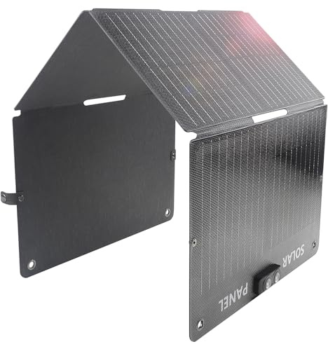 EYONGPV Caricatore pieghevole a pannello solare da 80 W con LED Owl-Eye, USB-C e USB-A DC, caricabatterie solare portatile per campeggio, escursionismo, camper, all'aperto, compatibile con iPhone