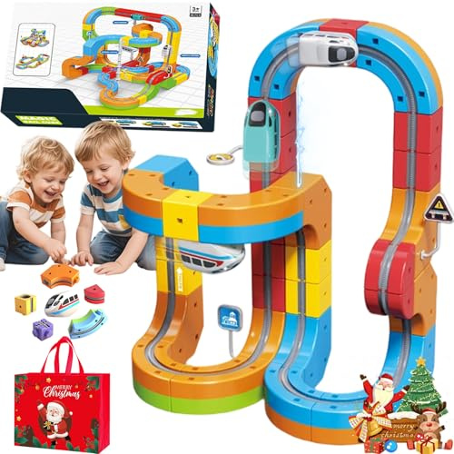 2025 New Electric Train Set, 167PCS Flexible Race Track, Tracks Fusion ToySet For Kids, Magic Rail Cube & Rail Cube Building Toy, Christmas Birthday Gifts For Boys Girls (Luxury Mode)