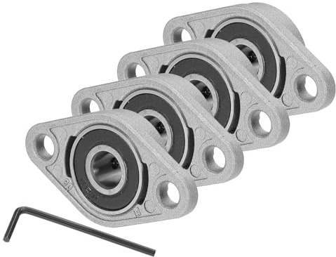 QUARKZMAN Pack di 4 Cuscinetto a blocco cuscino 5/16 8mm Foro | Flangia cuscino a blocco Auto-allineamento Cuscinetti inserto, per macchinari agricoltura, Acciaio montato, lega di zinco