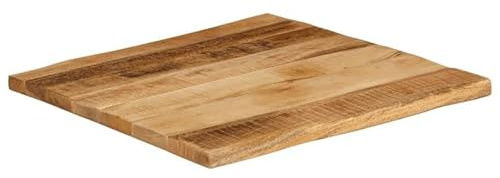 Eleganz Mesa maciza de 80 x 80 cm de madera de mango rugosa con borde de árbol, acabado natural, duradero y respetuoso con el medio ambiente para cocina, salón o jardín