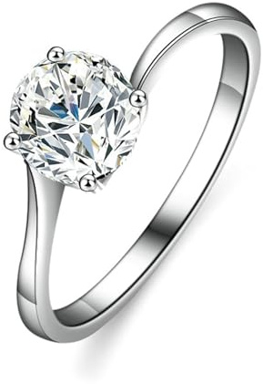 Epinki Hochzeitsring Platin PT950, Zierlich Partnerringe mit Labor Erstellt Diamant, Solitärring Platin Echtes, Gr.60 (19.1)