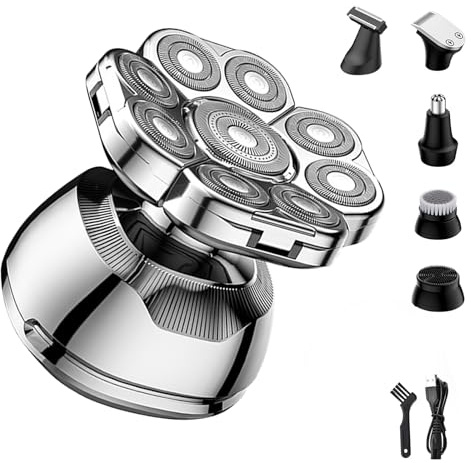 Rasoir Tete Chauve Homme,9D Rasoir Cheveux Hommes Tête Chauve, Rasoir Tete Chauve Homme 6 en 1 avec Écran LCD,IPX7 Étanche,Type-C Rechargeable, Tondeuse Crane Chauve Sans Fil Sec et Humide