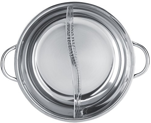 Annadue Hot Pot i Rostfritt Stål, 27 Cm Induktionsspis med Dubbla Smaker, Hot Pot för Hushållsbruk med Avtagbar Gryta för Familjefest (32 cm)