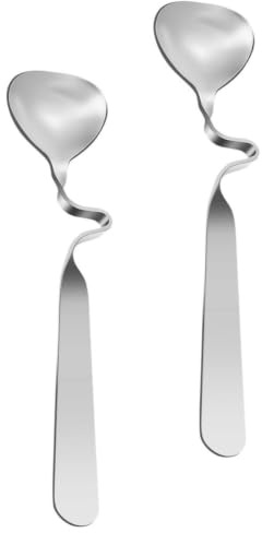 NESTINGHO 2 Cucchiai da Caffè in Acciaio Inossidabile Argento, Cucchiaini da Dolce senza Bava per Sciroppo e Yogurt, Utilizzo Ampio in Casa e Ristoranti
