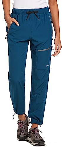 baleaf Women's Hiking Pants Quick Dry Water Resistant Lightweight Joggers Pant for All Seasons Elastic Waist Navy Blue Size Large