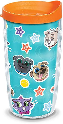 Tervis Disney – Puppy Dog Pals Collage Isolierbecher mit Wickeltuch und orangefarbenem Deckel, 284 ml, transparent