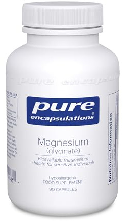 Pure Encapsulations Magnesium Glycinate 120mg - Bioavailable Magnesium Chelate Tiredness and Fatigue Supplement - 90 Capsules
