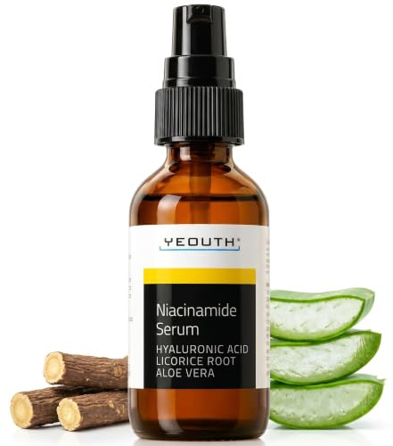 YEOUTH Niacinamide Serum Gesicht 10% mit Hyaluronsäure und Aloe Vera, Anti Aging Feuchtigkeitsspendendes B3 Gesichtsserum für Frauen und Männer 60ml