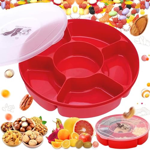 TRIS Snack-Tablett mit Deckel Candy, Süßigkeiten und Nuss-Servierbehälter, Blumenform Snack Serviertablett Snacks, zur Aufbewahrung von Nüssen, Süßigkeiten, Trockenfrüchten Oder Anderen Snacks