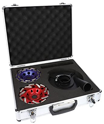 BTEC Topfschleifer-Set 125 mm Twin Speed mit Absaugung für Winkelschleifer, staubarmes arbeiten mit Adapterstück für Staubsauger