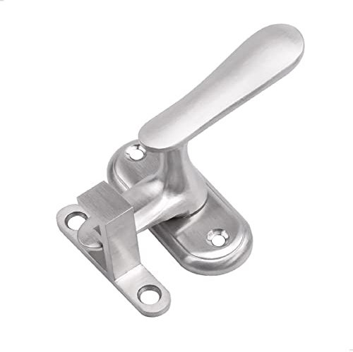 Chiavistello 90 Gradi ad Angolo Retto Fibbia Gancio—Bullone Porta Universale in Acciaio Inossidabile,Adatto per la Maggior Parte dei Tipi di Porte,Con viti di Montaggio, Argento, 1 Pezzo.