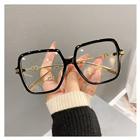YITAIYUAN Lunettes Carrées Surdimensionnées Anti-Bleue, Cadre Métal Rétro pour Femmes Vue d'Ordinateur (Color: +1.5, Size: Noir)