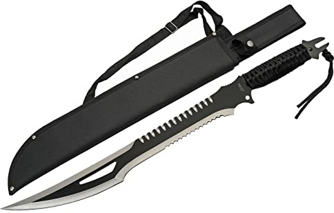 SZCO Supplies 63,5 cm Maniglia Avvolta in Cord-Wrapped Machete Fantasy Outdoor con Guaina in Nylon 926956 Nero