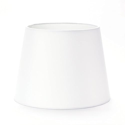 Lampenschirm Stoff, (25 x 18 cm), für Fassung E27 rund, Ersatzschirm für Tischlampe, konisch, Weiß
