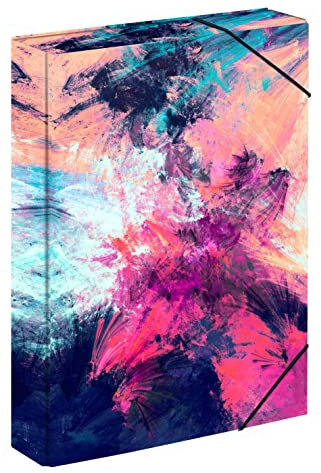 Baagl Heftbox für Schulranzen - Heftmappe A4 für Kinder mit Gummiband und Innenklappen - Sammelmappe, Sammelbox mit Gummizug für Mädchen (Abstract)