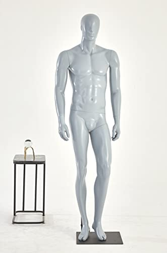 M24-7 Grau Mann Eurotondisplay stehend Schaufensterpuppe grau matt lackiert Nase Mund geformt Schick und Elegant Hochwertig