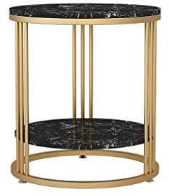 Nachttische, Balkon-Beistelltisch, doppellagiger Marmor-Couchtisch für Wohnzimmer, Hotel, Büro, Schlafzimmer, Sofa, Beistelltisch, Korbtisch (Farbe: B, Größe: 50 x 50 x 55 cm)
