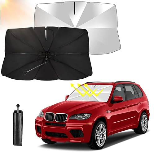 Parasol Parabrisas Delantero para Coche, Parasol para Auto Parabrisas Interior, Sombrilla con Protección UV, Eje Giratorio de 360° Protege tu Coche de arañazos, para Mayoría de Coches, SUV,Camiones, B