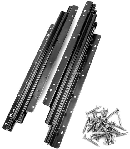 QWORK® guide per cassetti pesanti per ripostiglio sottoscala, 400-900 mm, estensione completa, nero, capacità di carico 120 kg, 1 paio, con viti