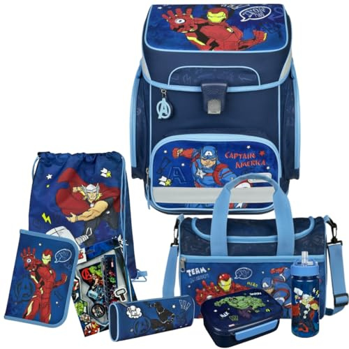 Generisch Undercover Schulranzen-Set EasyFit 9 TLG. Avenger mit Sporttasche, Brotdose und Trinkflasche