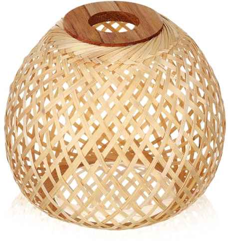 Paralume in bambù intrecciato fatto a mano in rattan per illuminazione morbida, paralume di ricambio per varie lampade, illuminazione decorativa naturale per camera da letto
