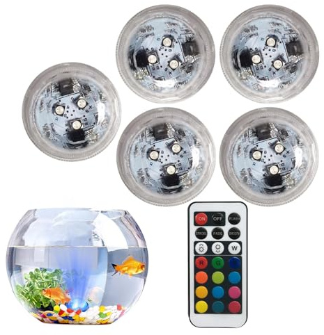 Bougies chauffe-plat submersibles, étanches – Fontaine lumineuse colorée alimentée par piles, lumières sous-marines sans flamme avec télécommande pour aquarium, piscine