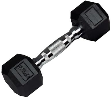 wuuhoo® Hexagon-Hanteln Dorian 2,5-27,5 kg Robuste, gummierte Gusseisen-Hanteln für Krafttraining zu Hause, ergonomischer Griff, perfekt fürs Homegym, auch als 2er-Set erhältlich 2,5 kg