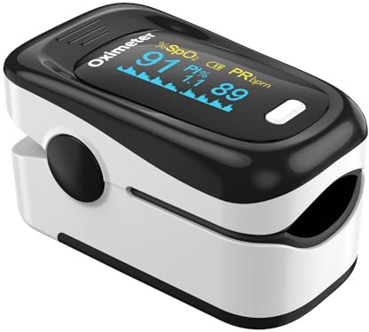 Yohcuro Fingertip Pulse Oximeter with Fast & High-precision SpO2 Measurement, Blood Oxygen Saturation & Pulse Rate Monitoring, OLED Screen with Large Fonts (Black & White)