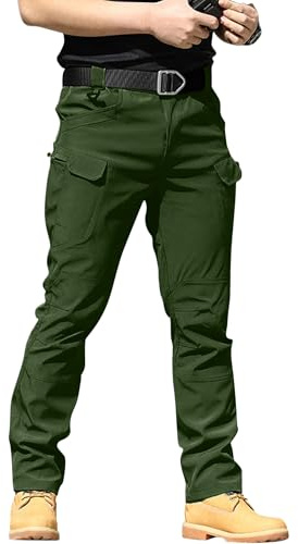 YAOBAOLE Pantaloni Tattici Uomo X7 Cargo Treillis Militare Escursionismo Caccia Pantaloni da Lavoro con Diverse Tasche, Verde militare, XXL