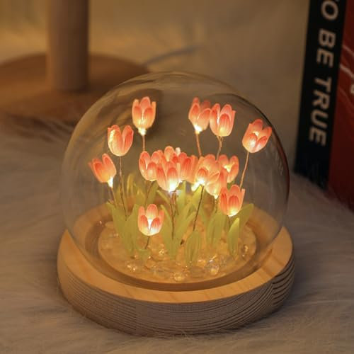 Richaa Pretty 20 Tulips Lamps Flower Night Light Cute Fairy Lights Bedroom Decor Gifts for Women - Battery Powered (not Included)