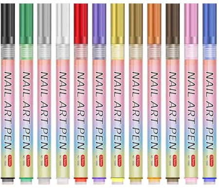 Bolígrafos de esmalte de uñas, lápiz de pintura de uñas | Pensos de 12 colores Marcadores de uñas de pintura acrílica - Herramientas de dibujo de salto de secado rápido impermeable para uso en el hoga