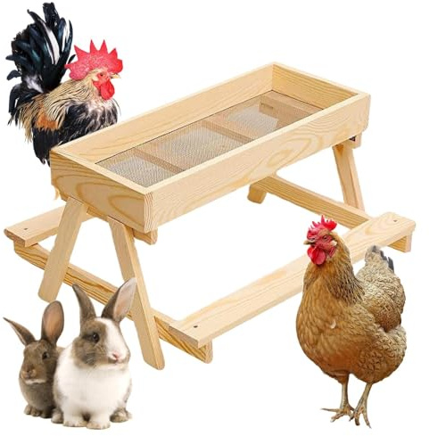 Yhsioaklo Hühner-Picknicktisch-Futterstation mit großer Kapazität | Langlebiger Geflügel-Futterspender für den Außenbereich, für Hinterhof, Bauernhof, Stall, leicht zu reinigen und aufzufüllen