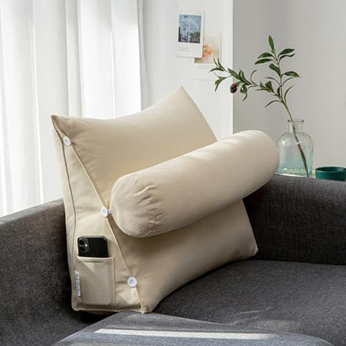 Machtiging Cuña Triangular para Respaldo Almohada De Lectura,Cojín con Forma de Cuña para Cama y Sofá,Almohada de Lectura de cuña para Cama,con Cuello Desmontable,para Leído Trabajar y Relax