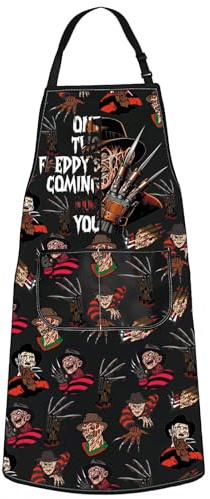 WZMPA Horror Freddy Grilling Apron Glove Killier Fans Gift Glove Killing Adjustable Apron With Pockets Scary Killer Merch
