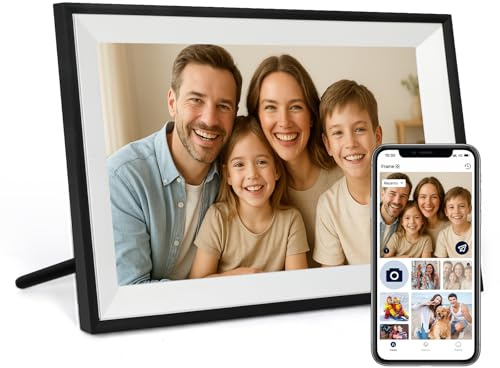 Humblestead Digitaler Bilderrahmen 10,1 Zoll (25,7 cm), WLAN, IPS-Touchscreen, intelligente Cloud, Bilderrahmen 32 GB, teilen Sie Ihre Fotos oder Videos über die Aimor-App, automatische Rotation