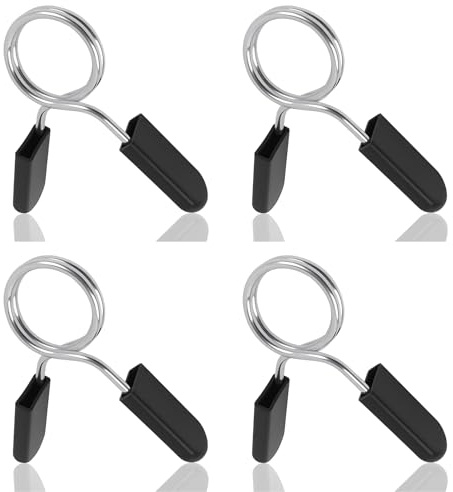 Set de 4 piezas de abrazaderas para barra 28 mm con clip de resorte barra de pesas, diseño seguro para fijar discos, cierre rápido barra de gimnasio para entrenamiento de fuerza y musculación, compati