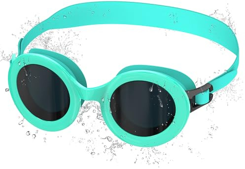 Ambienden Lunette Piscine Enfant Anti-Buée & UV - Vision Panoramique, Réglage Rapide Silicone - Lunettes de Natation Unisexe 3-10 Ans, Cyan, Taille unique