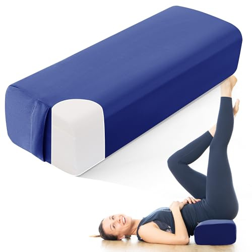TOPROUD Coussin de yoga, Bolster de yoga rectangulaire en mousse monobloc avec poignée de transport, Coussin de méditation avec housse lavable pour yoga restauratif et méditation