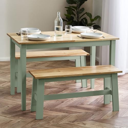 Julian Bowen Linwood Sage Green and Natural 95cm Dining Bench
