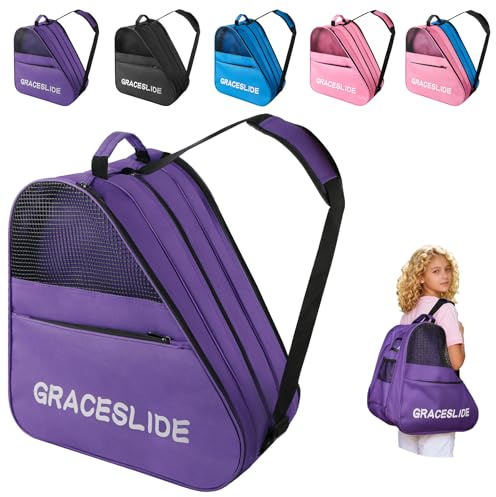 SilverChry Skatebag I Sac à Patins à Glace avec anses I Sac de Hockey sur Glace avec Fermeture éclair et Compartiments Pratiques (Violet)