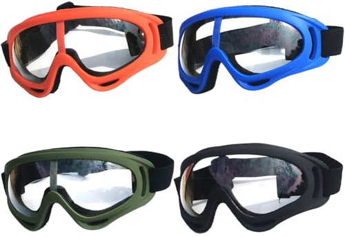 Puedno 4pcs Kids Safety Glasses, UV400 Safety Goggles, Kids Protective Goggles for Nerf Gun Game, Children's Safety Glasses for Outdoor Sports