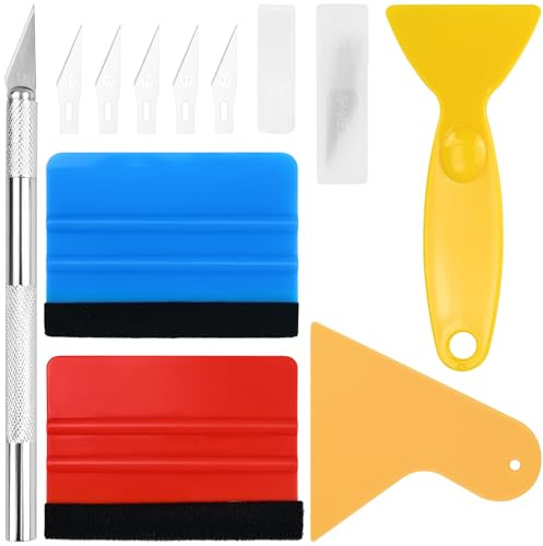 10 Pcs Vinyl Wrap Tools, Wallpaper Smoother Tool Kit with Vinyl Application Tools, Squeegee, Trimming Tool and Replacement Parts, Window Tint Kit for Car Wrapping, Window Film and Install Wallpaper