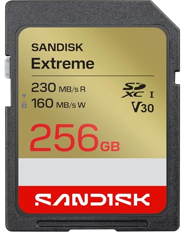 SANDISK Extreme SD UHS-I-kort 256 GB (upp till 230 MB/s läshastighet och 160 MB/s skrivhastighet, 4K UHD-video, U3, V30) SANDISK Memory Zone App