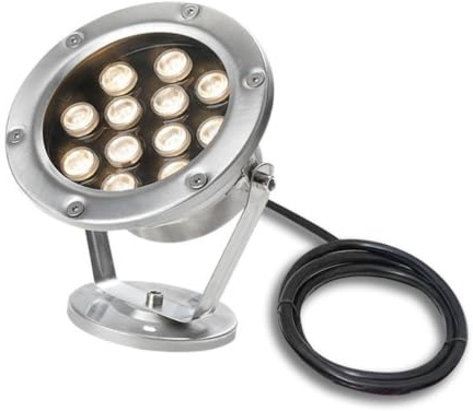 QICBYING 24 V nedsänkbar LED poollampa – IP68 rostfritt stål dammlampor reservoarlampor, RGB utomhus infälld spotlampa, 360° justerbar vinkel landskap dekorativ belysning (blått ljus, 24 W)