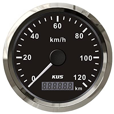 KUS Geschwindigkeitsmesser, GPS, wasserdicht, 120 km/h, mit Hintergrundbeleuchtung für Auto, 85 mm (schwarz)